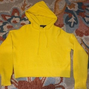Almost Famous — Yellow Cropped Sweater Hoodie